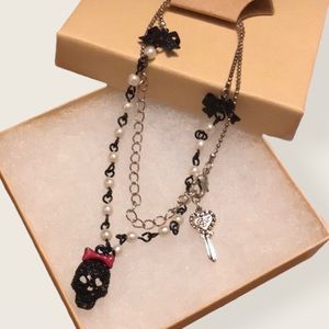 Betsey Johnson | Black Skull Pearl Necklace